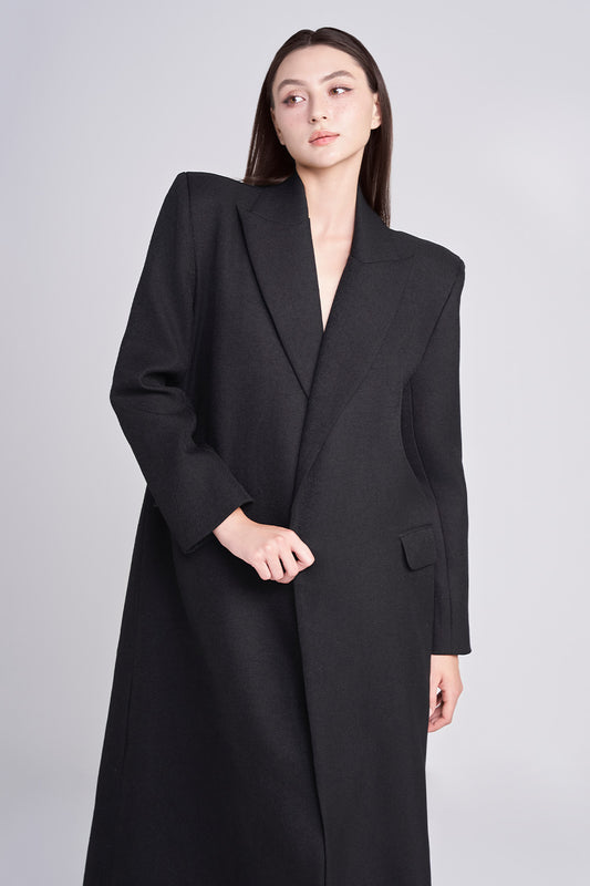 Lady Manteau Straight Square Shoulder Velvet Burlap Calf Length Trench Coat