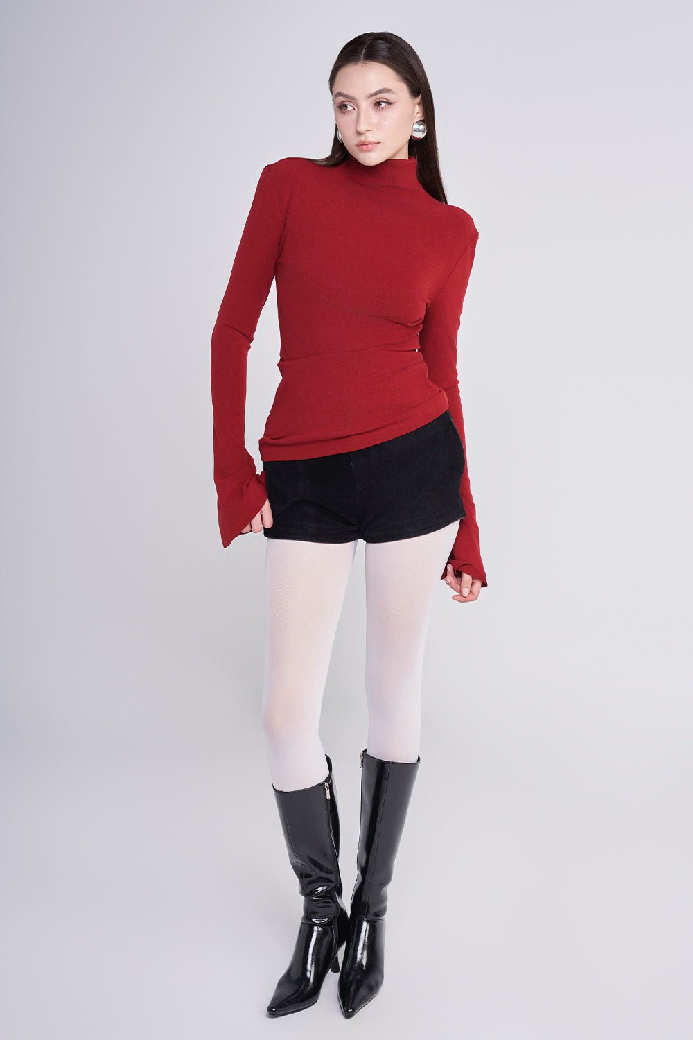 Momo Bodycon Turtle Neck Spandex Blend Top
