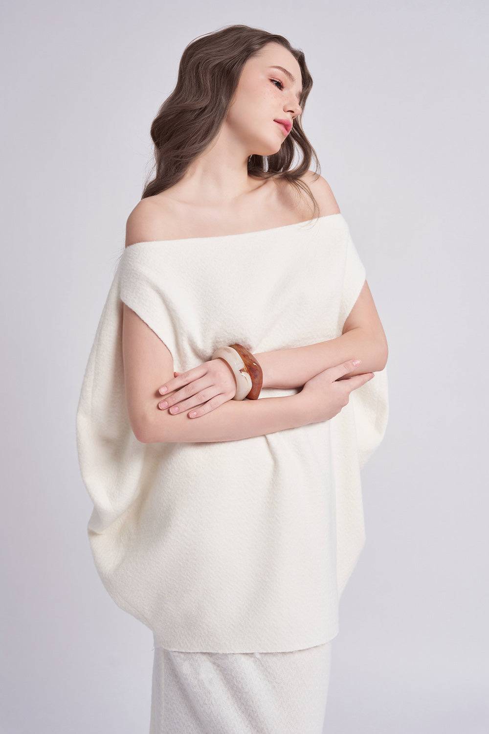 Snow Cocoon Off-Shoulder Felt Top