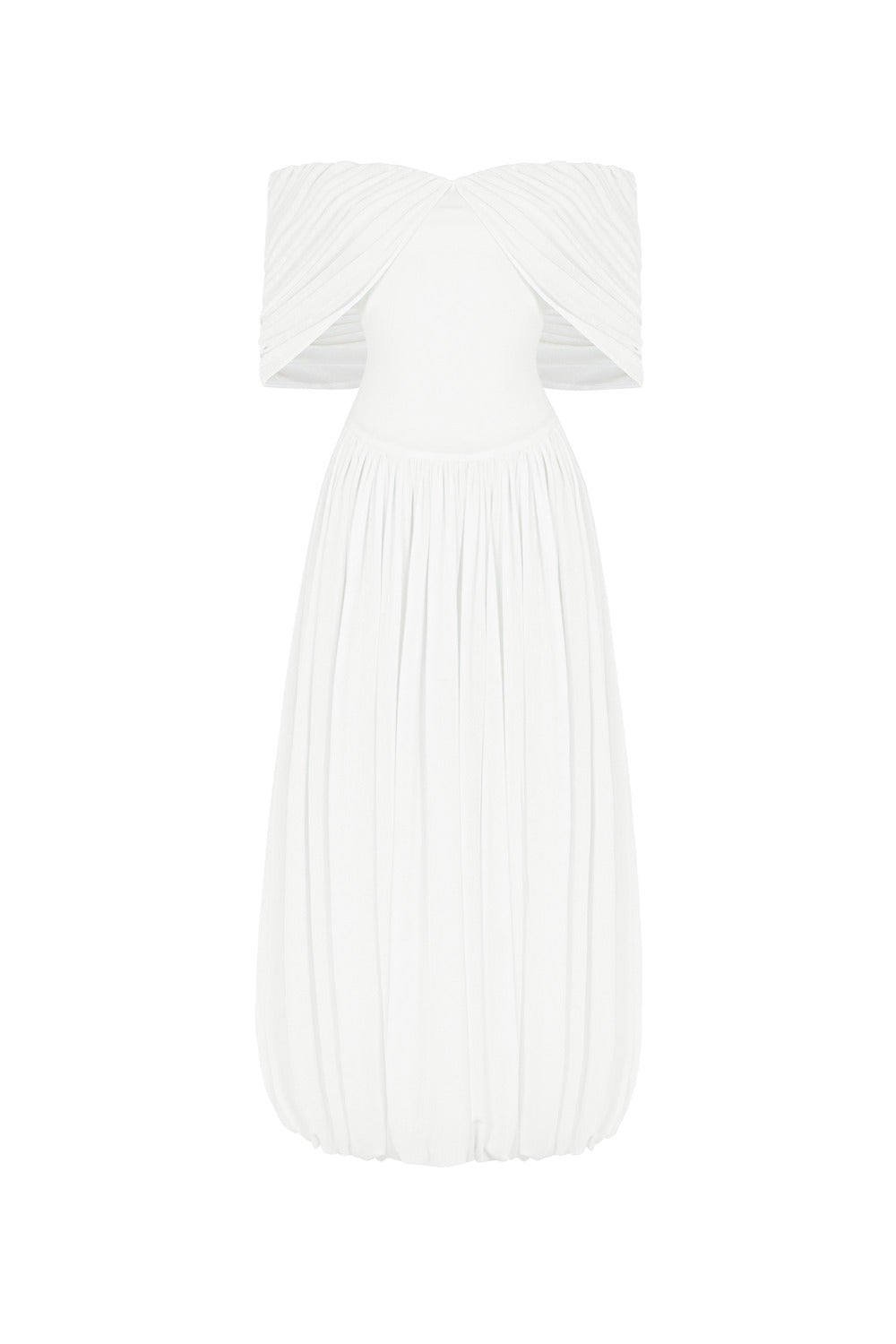 Menos Balloon Off-Shoulder Cotton Spandex Maxi Dress