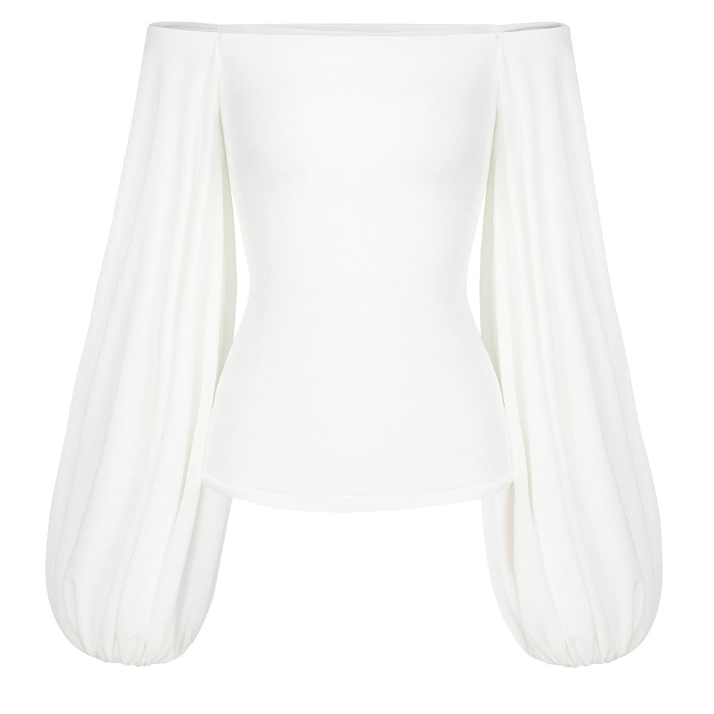 Tiny Bodycon Bishop Sleeved Cotton Spandex Top