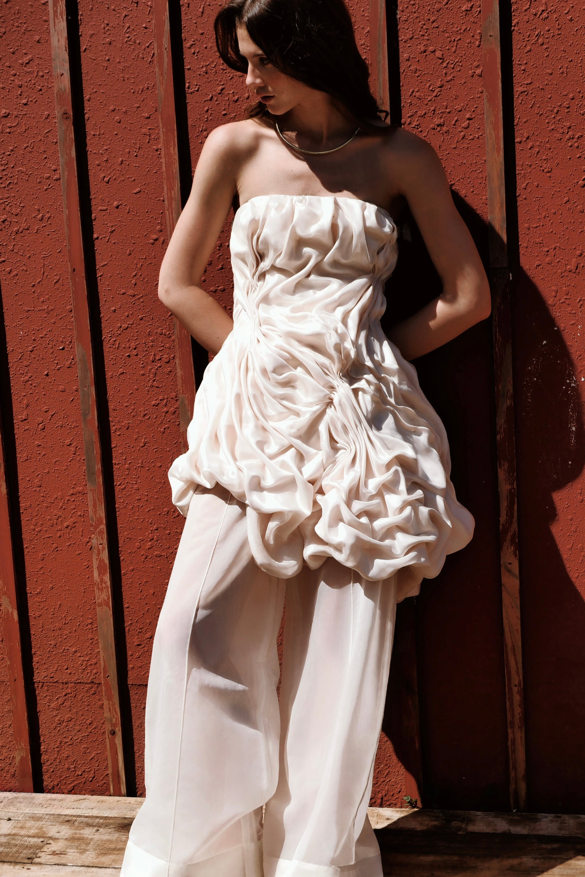 Linh Yen A-line Sheer Organza Maxi Pants