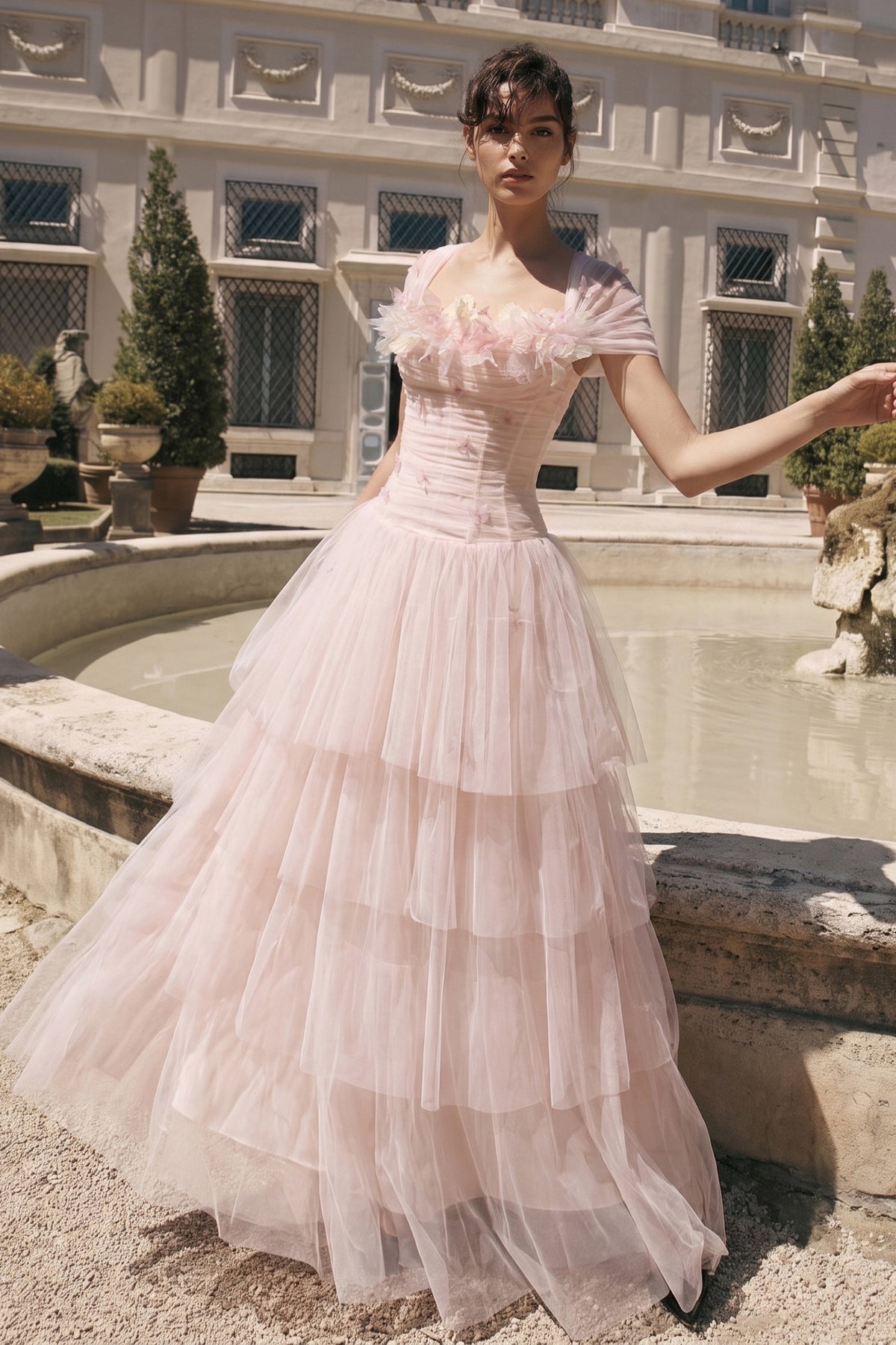 Petal Ruched Maxi Dress