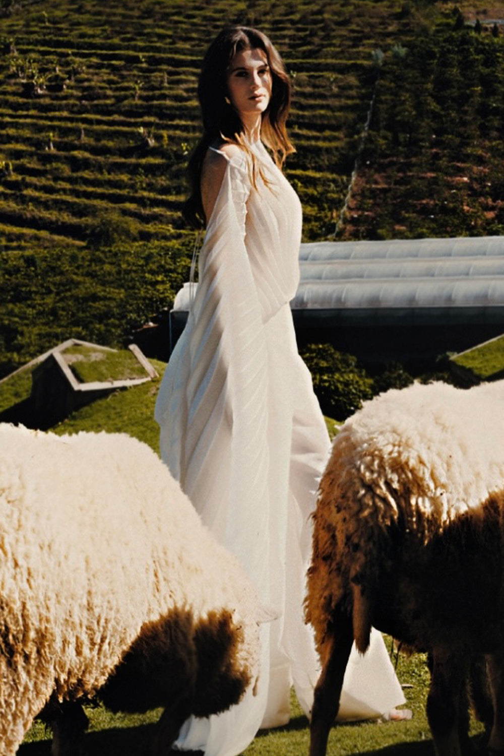 Phu Van Trapezoid Pleated Silk Organza Maxi Top