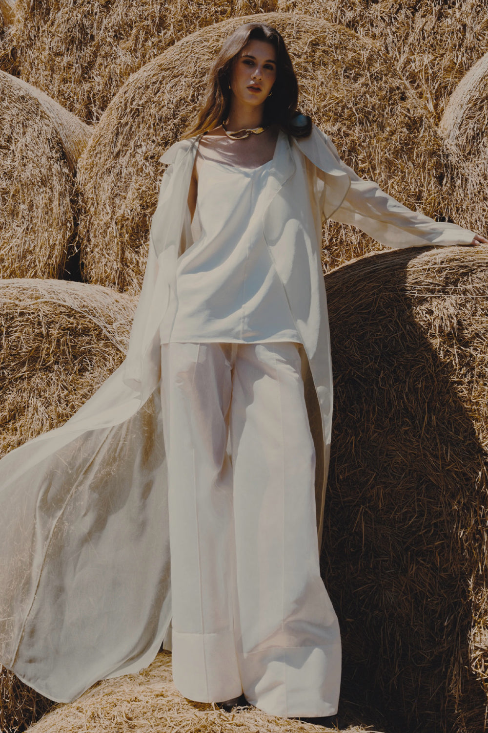 Linh Yen A-line Sheer Organza Maxi Pants