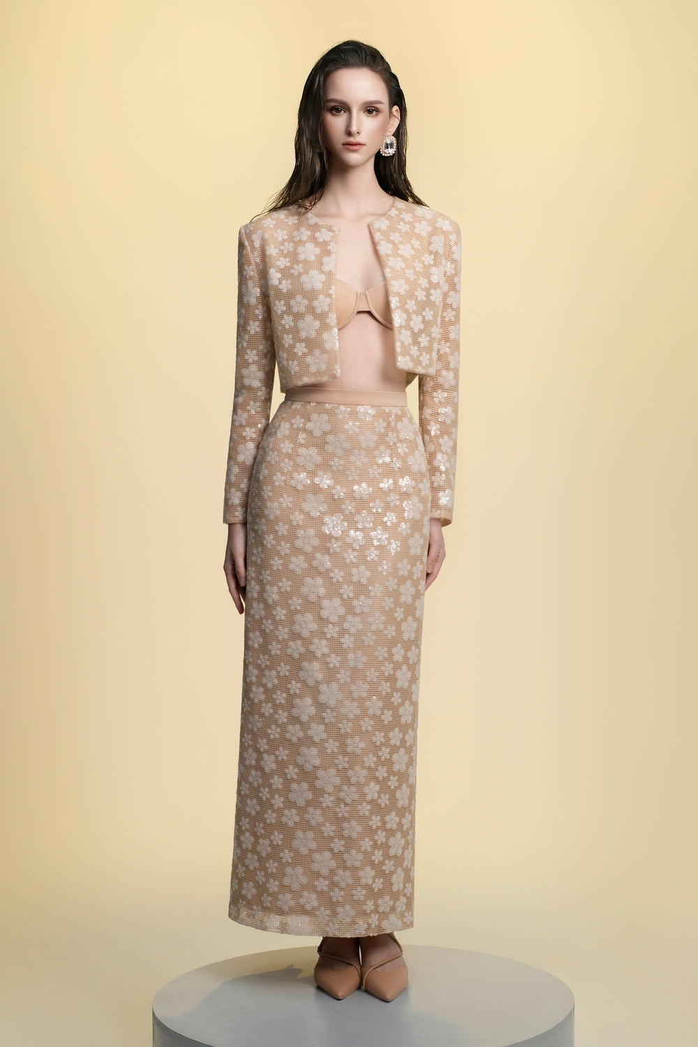 Inés Cropped Long Sleeved Tulle Jacket