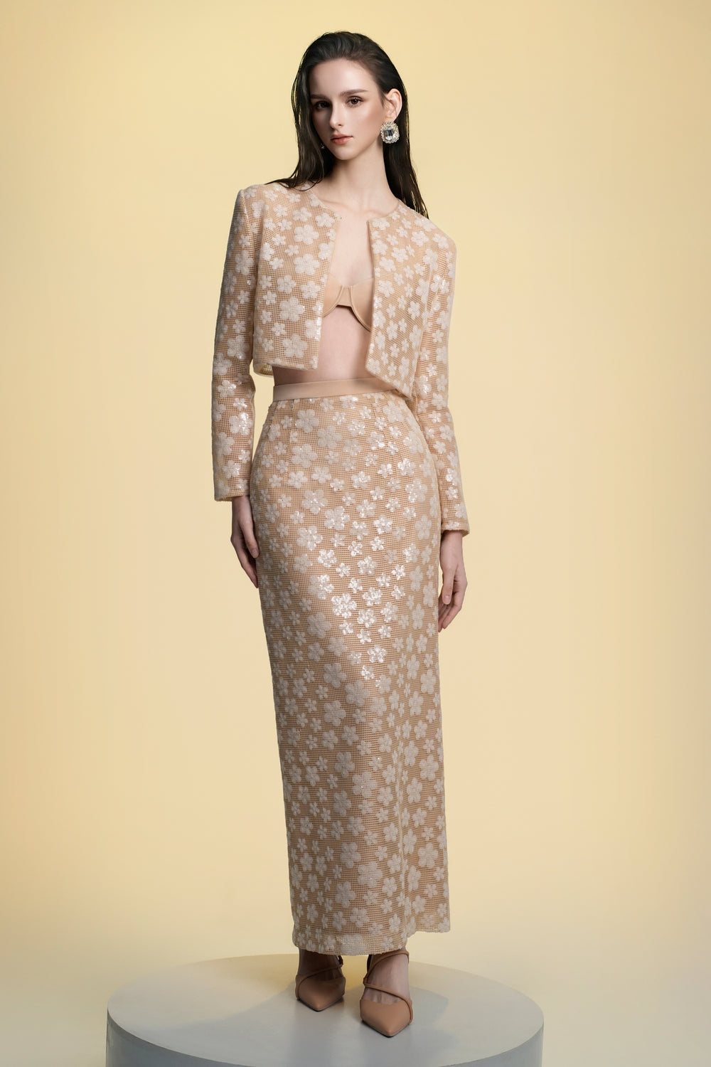 Inés Cropped Long Sleeved Tulle Jacket