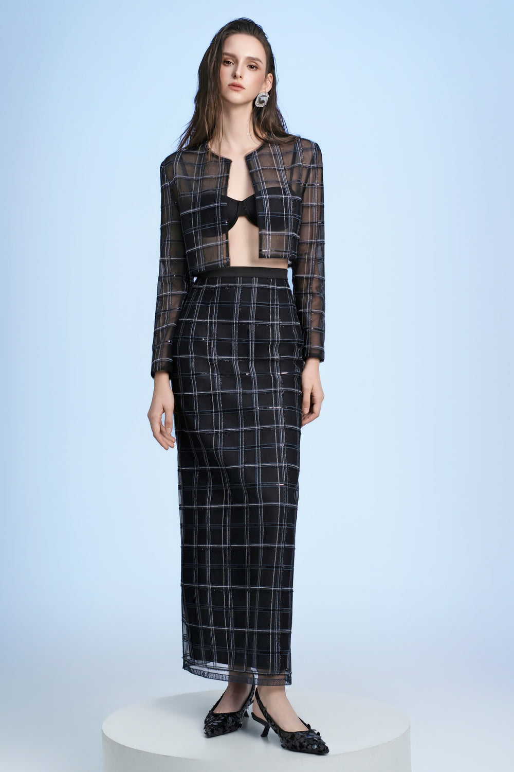 Inés Cropped Long Sleeved Tulle Jacket