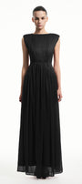 Iris Boat Neck Pleated Maxi Dress - MEAN BLVD