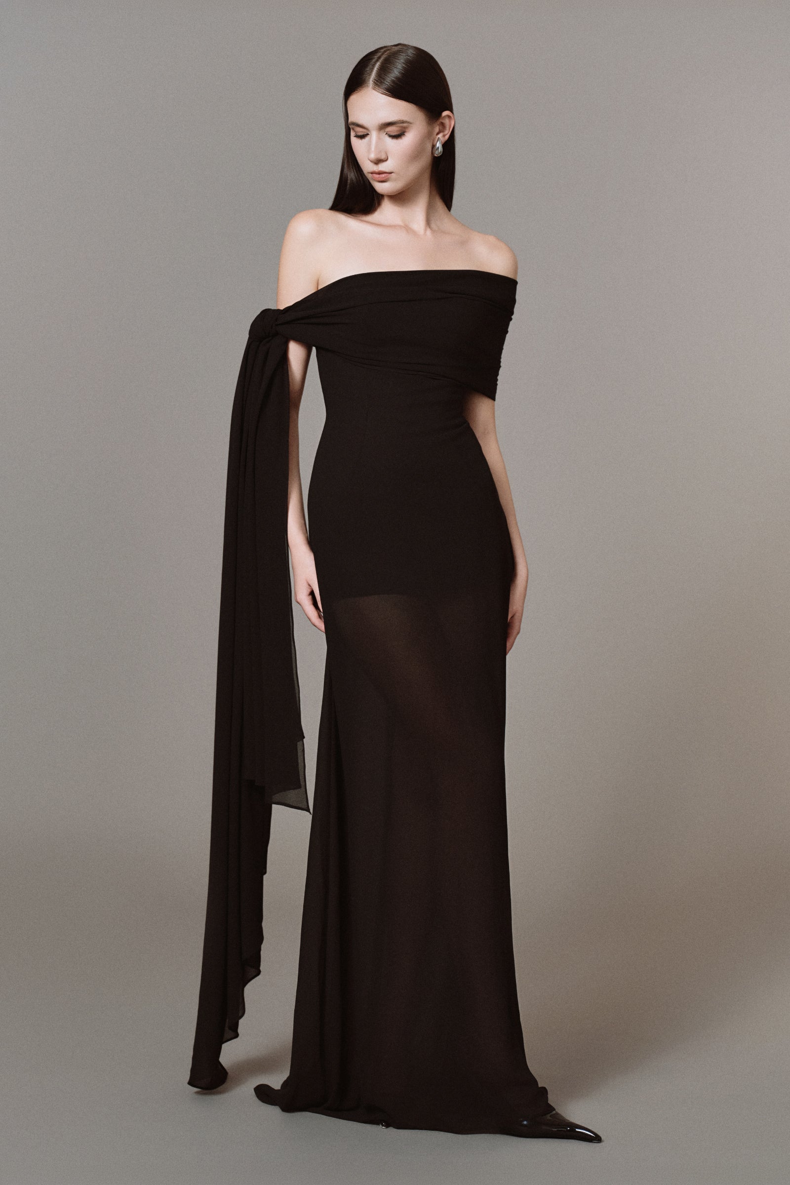Isabel Asymmetric Neck Maxi Dress