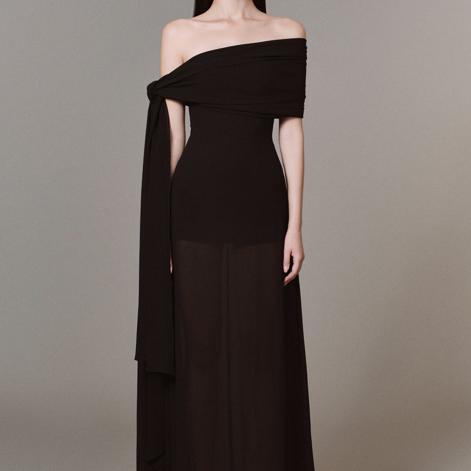 Isabel Asymmetric Neck Maxi Dress - MEAN BLVD