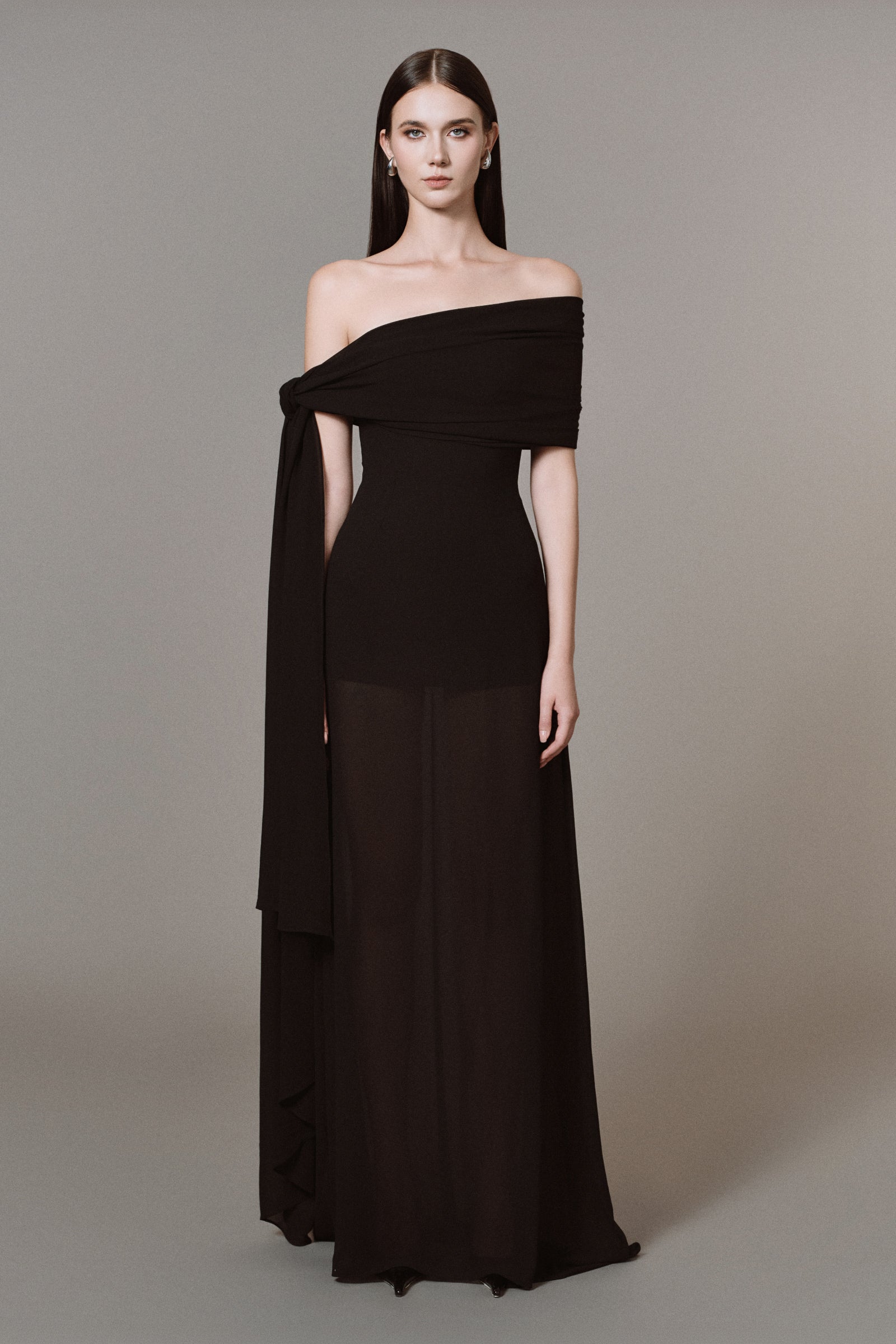 Isabel Asymmetric Neck Maxi Dress - MEAN BLVD