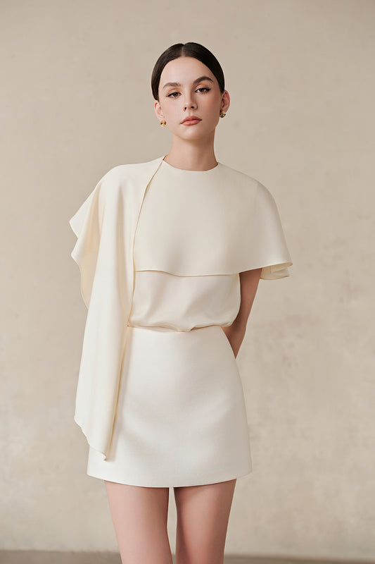 Isalyn Cape Sleeve Synthetic Silk Top - MEAN BLVD