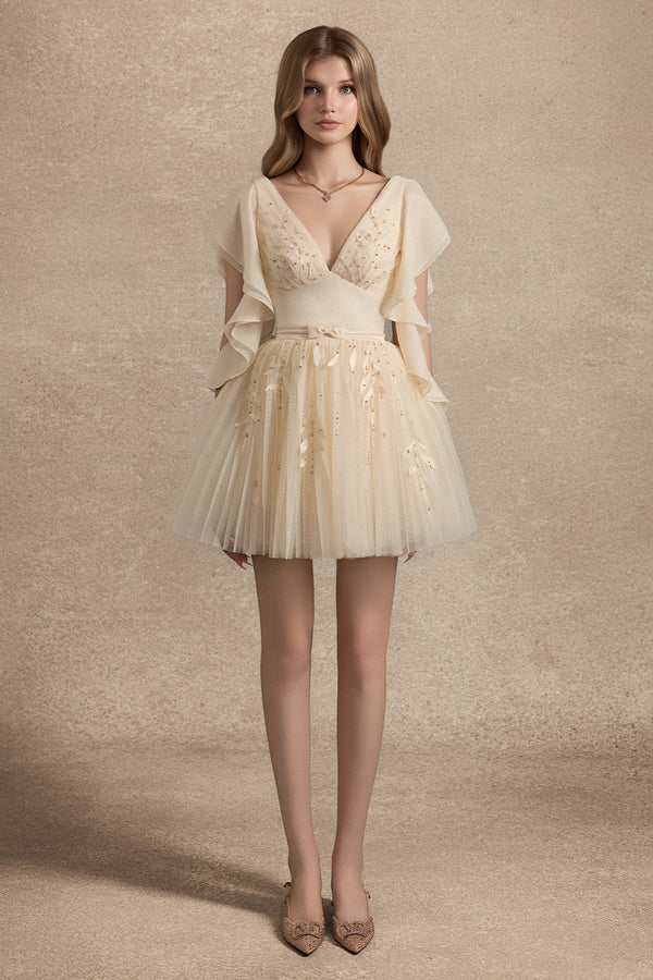 Isolde Butterfly Sleeve Bead Mini Dress - MEAN BLVD