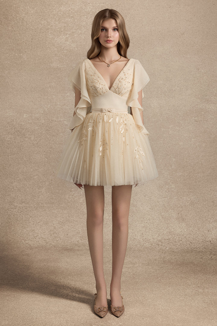 Isolde Butterfly Sleeve Bead Mini Dress - MEAN BLVD