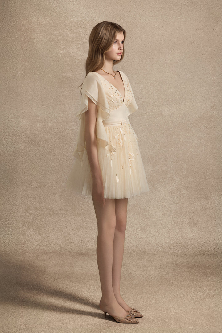 Isolde Butterfly Sleeve Bead Mini Dress - MEAN BLVD