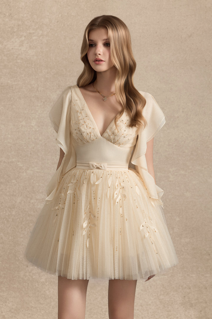 Isolde Butterfly Sleeve Bead Mini Dress - MEAN BLVD