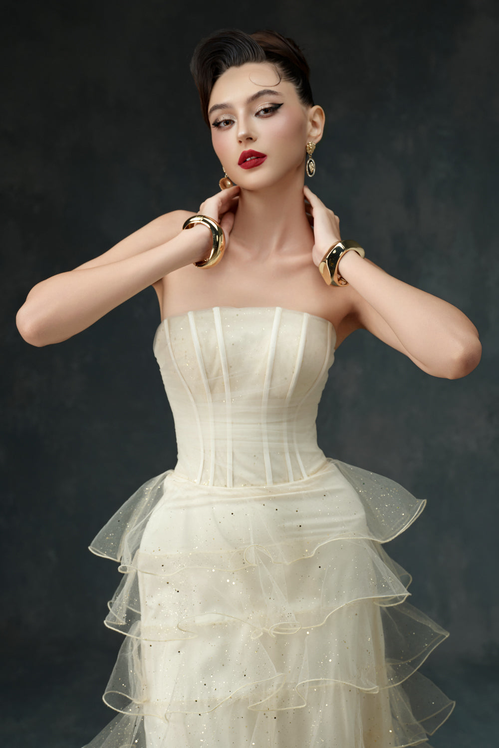 Isolde Straight Across Ruffle Midi Dress - MEAN BLVD