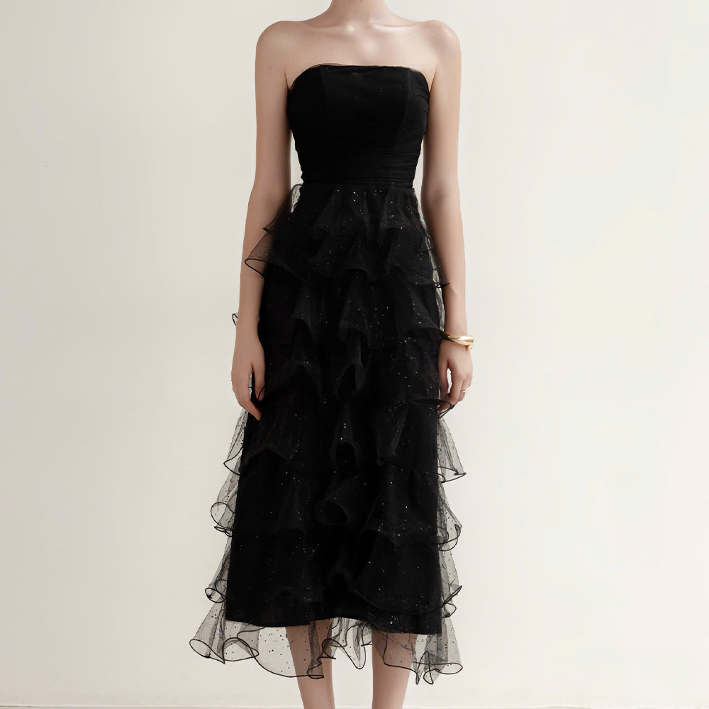 Isolde Straight Across Ruffle Midi Dress - MEAN BLVD