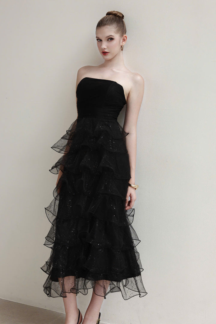 Isolde Straight Across Ruffle Midi Dress - MEAN BLVD