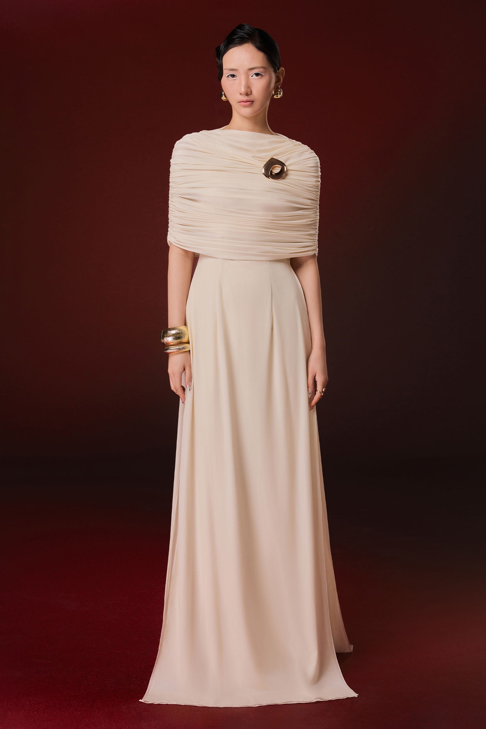 Ivoire Draped Ao Dai Set - MEAN BLVD