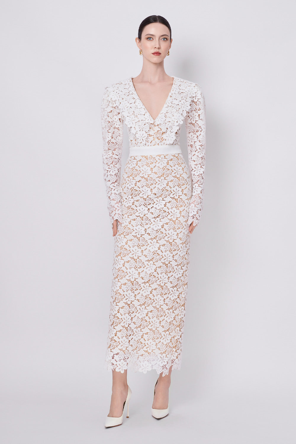 Grace Sheath Chelsea Collar Lace Midi Dress