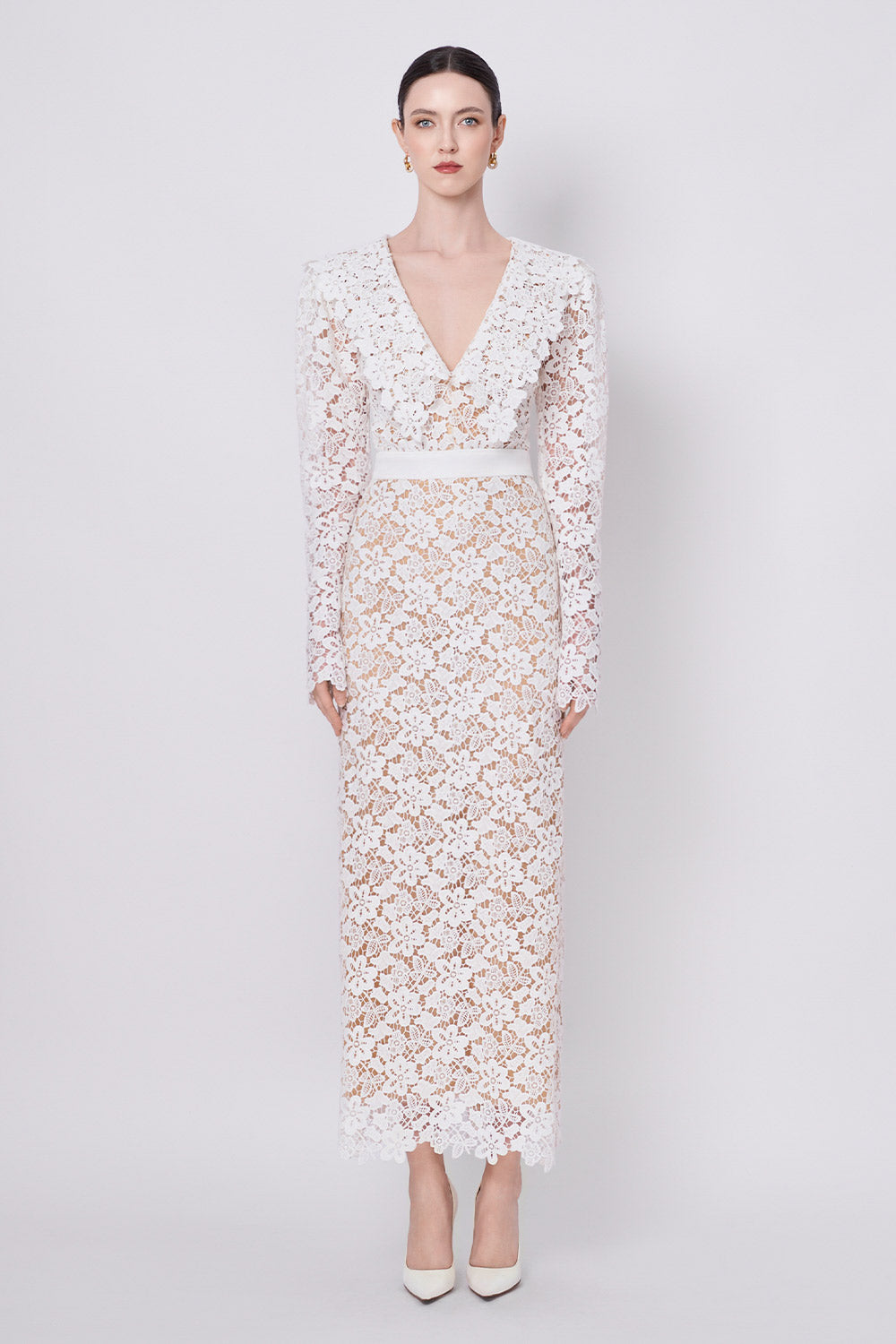Grace Sheath Chelsea Collar Lace Midi Dress