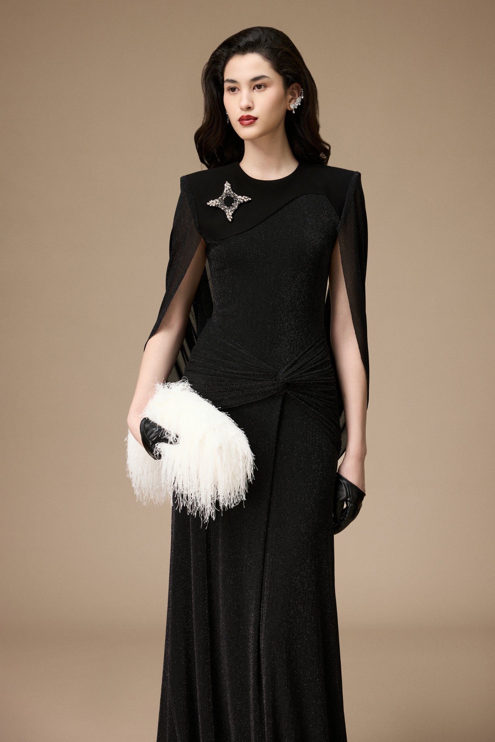 Sitar Cape Sleeve Maxi Dress