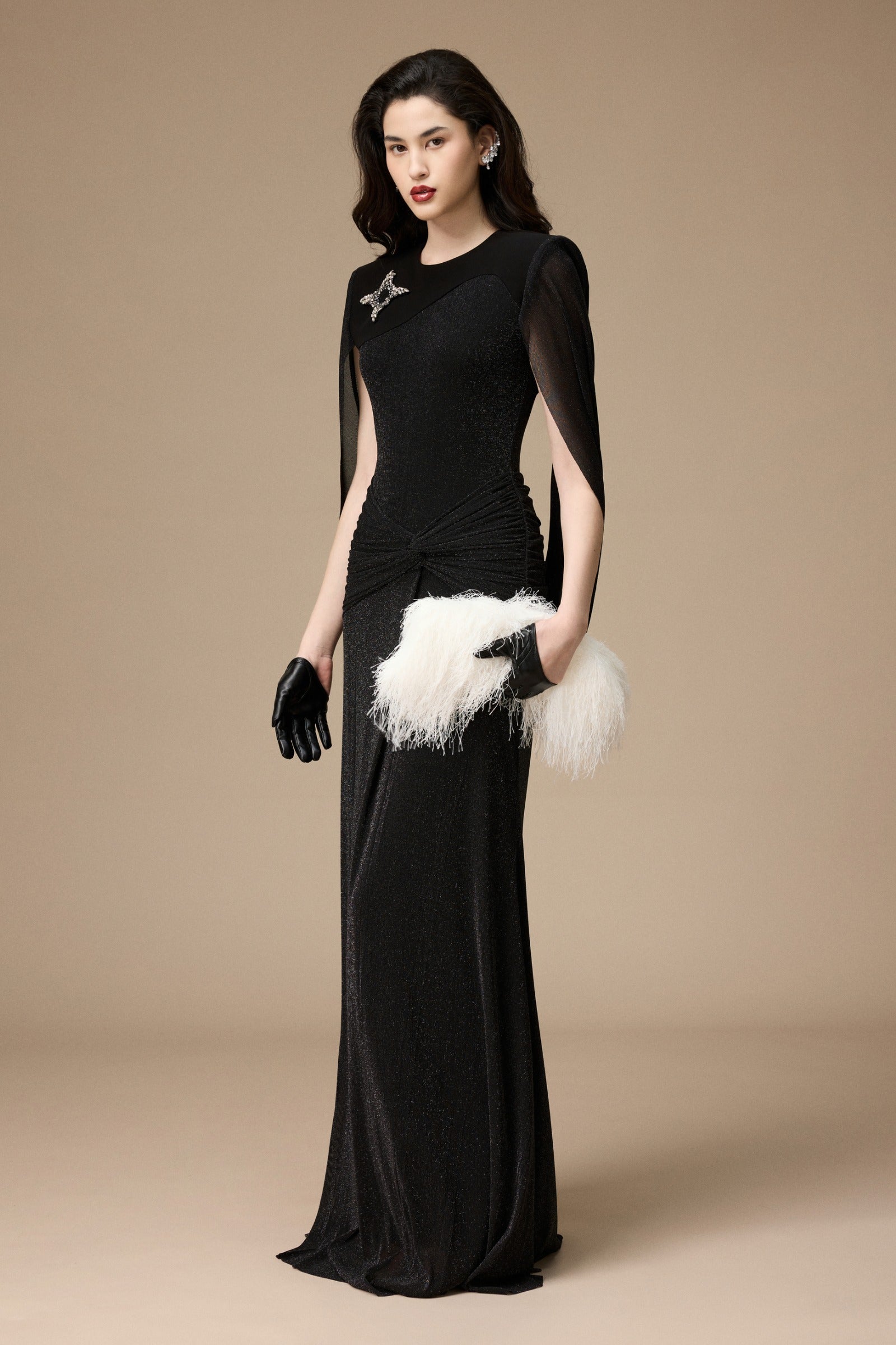 Sitar Cape Sleeve Maxi Dress