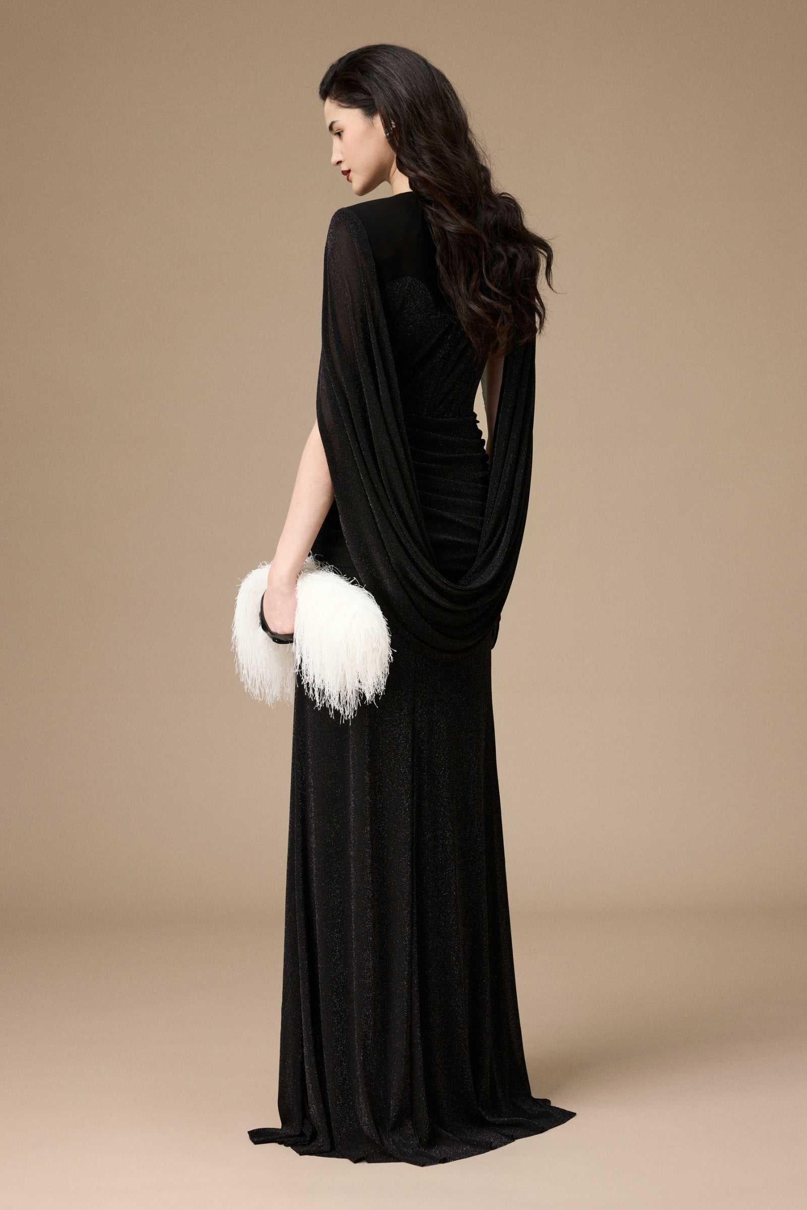 Sitar Cape Sleeve Maxi Dress