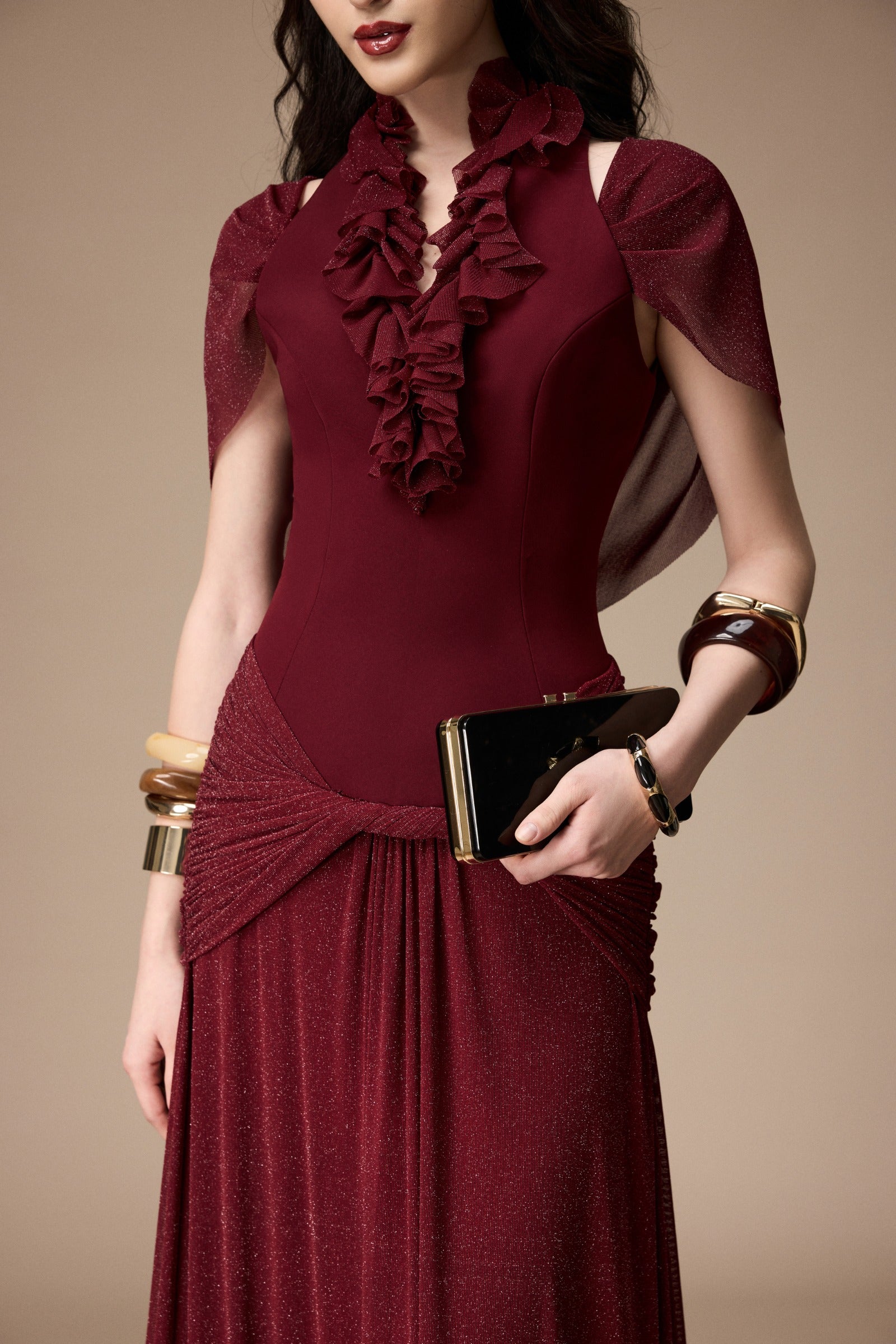 Limona Cape Sleeve Maxi Dress