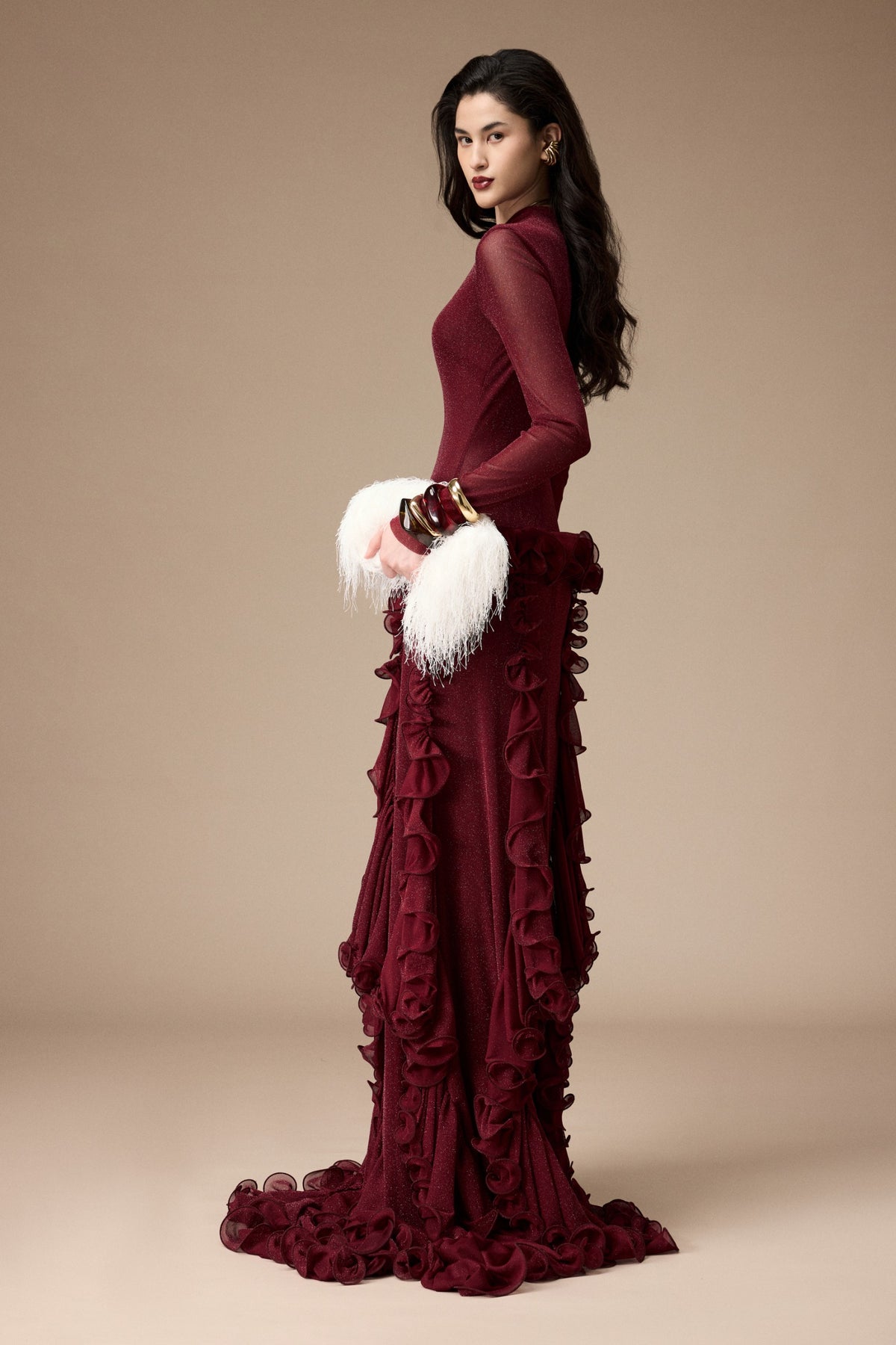 Pelican Ruffle Maxi Dress