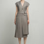 Giavanna Asymmetric Side Pleated Polycotton Calf Length Skirt