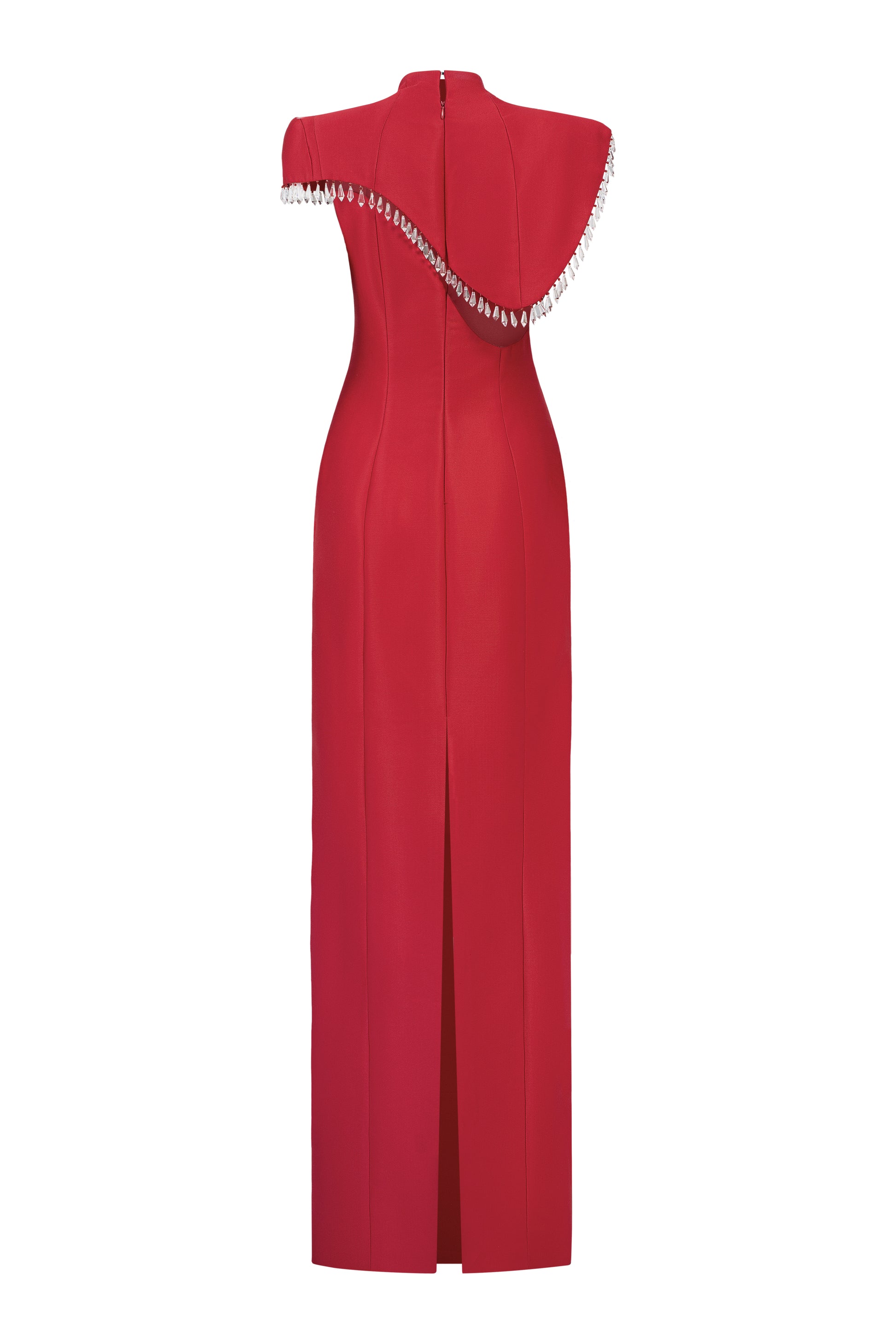 Revelry Sheath Cape Shoulder Taffeta Floor Length Dress