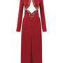 Fiery Sheath Cut-Out Taffeta Ankle Length Dress