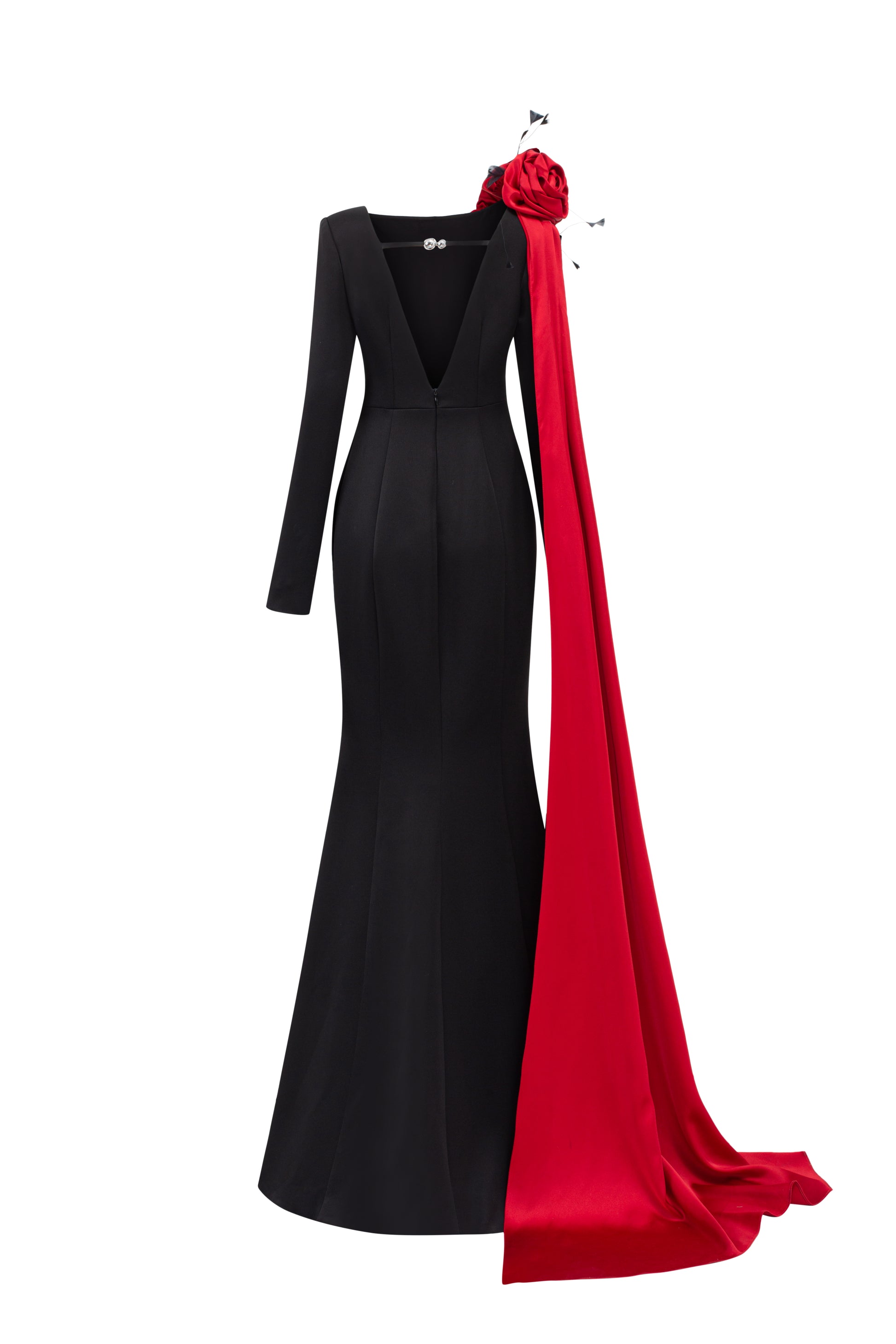 Radiant Mermaid Extended Flap Taffeta Floor Length Dress