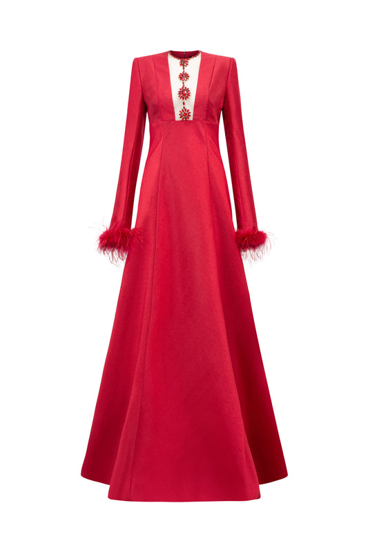 Serenity A-line Stone Taffeta Floor Length Dress