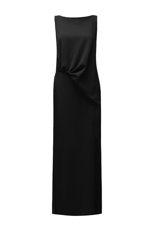 Jackie Boat Neck Gathering Maxi Dress