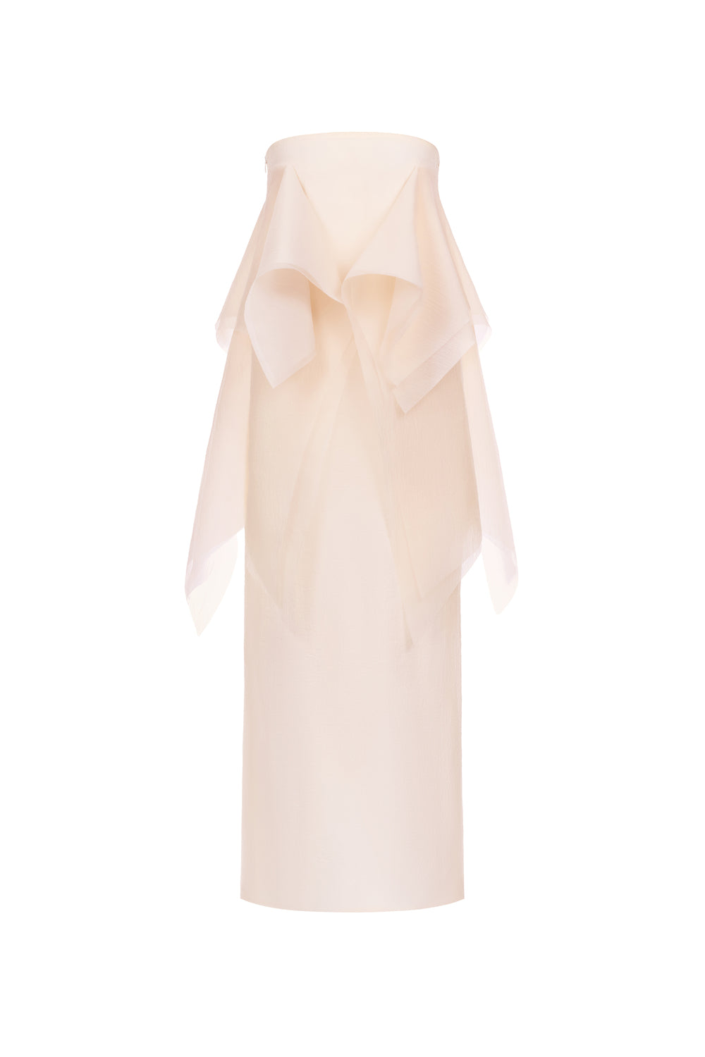 Jannie Straight Ruffle Layer Crinkle Organza Ankle Length Dress