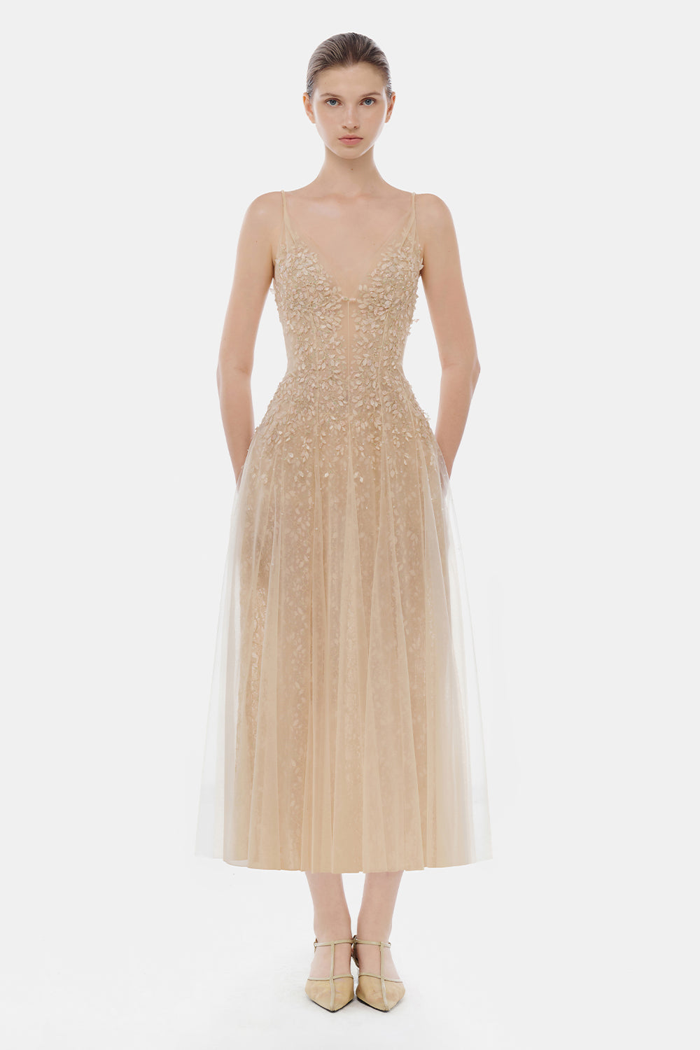 Josephine A-line Applique Midi Dress - MEAN BLVD