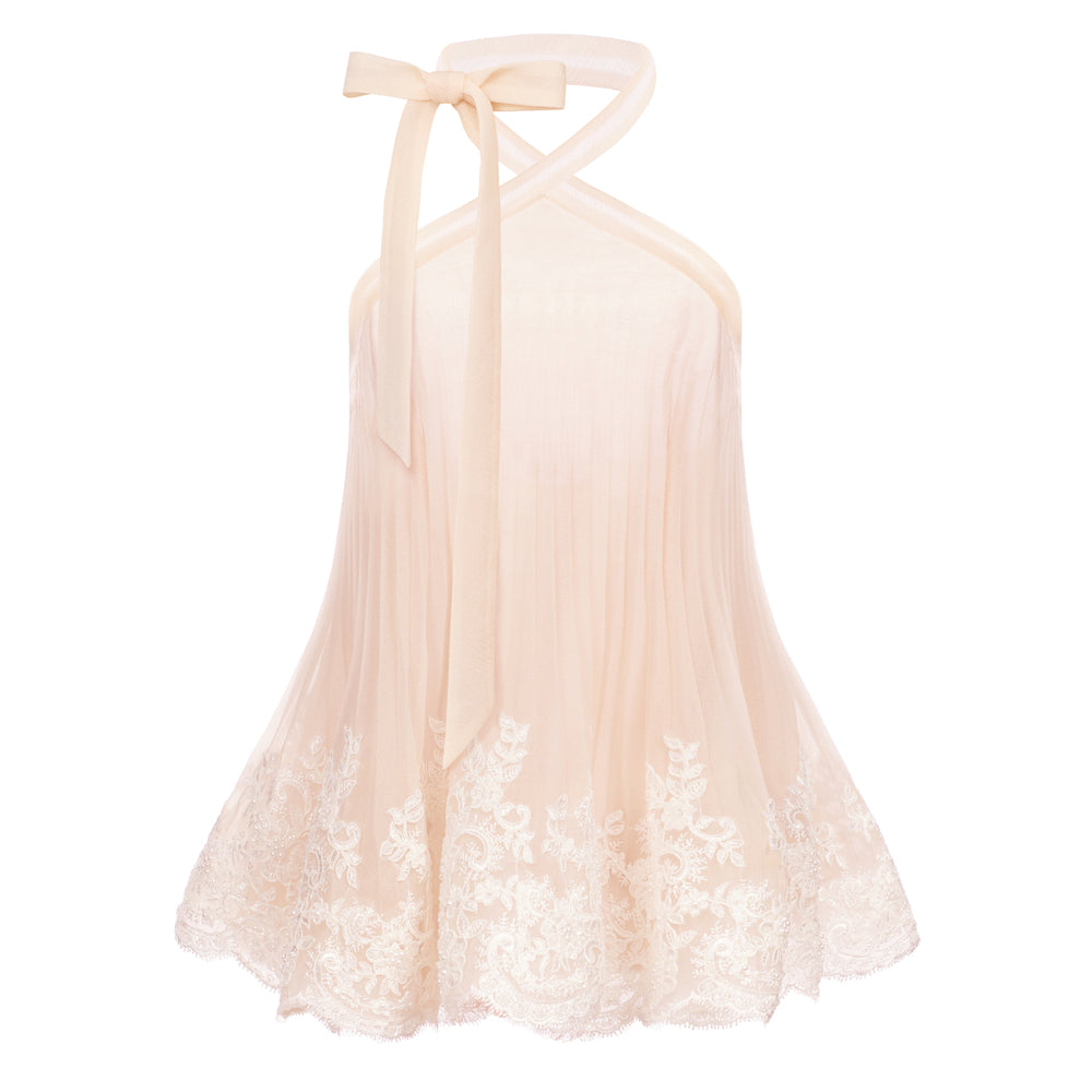 Julia Babydoll Halter Neck Crinkle Organza Top