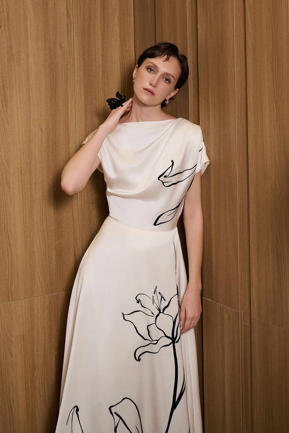 Juliet Boat Neck Draped Maxi Dress