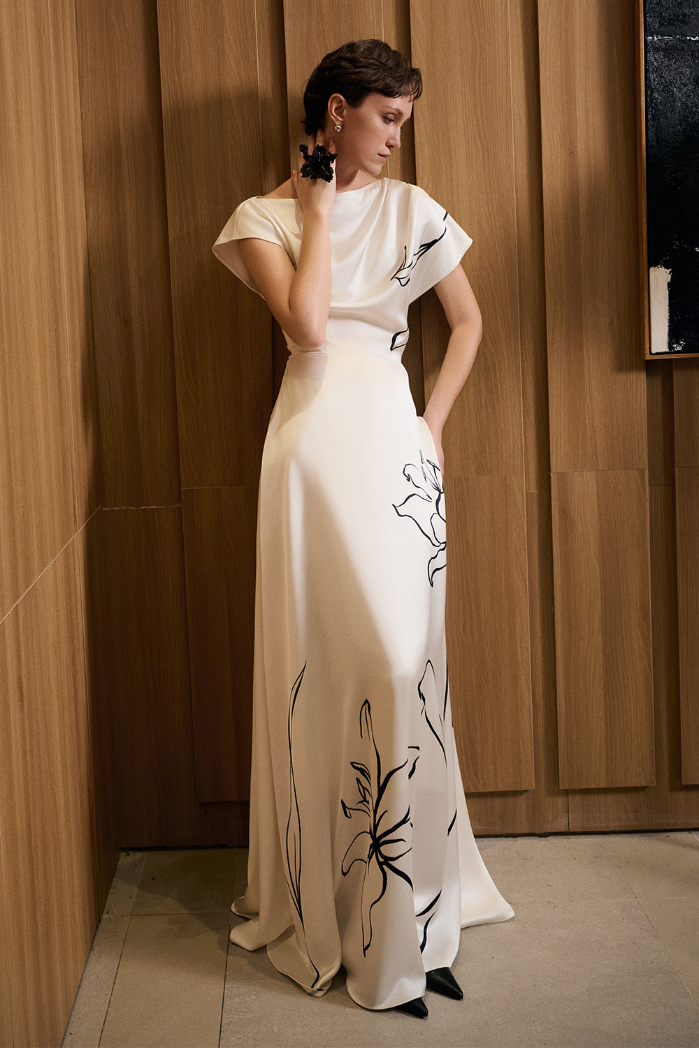 Juliet Boat Neck Draped Maxi Dress