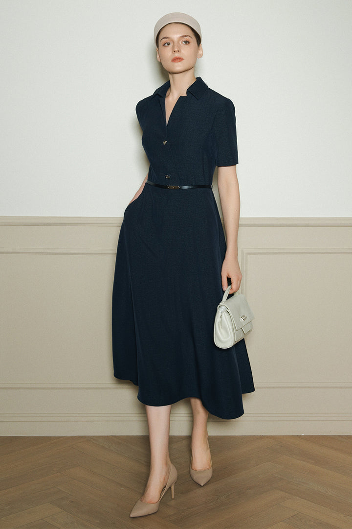 Juliet Collared Button Midi Dress - MEAN BLVD