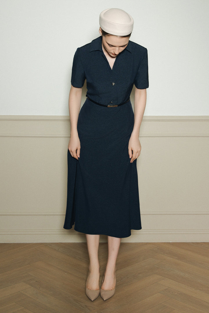 Juliet Collared Button Midi Dress - MEAN BLVD