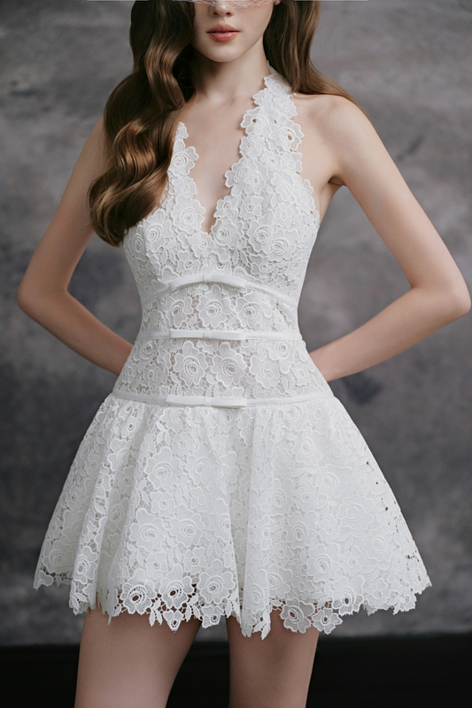 Jumi V-Neck Ribbon Mini Dress - MEAN BLVD