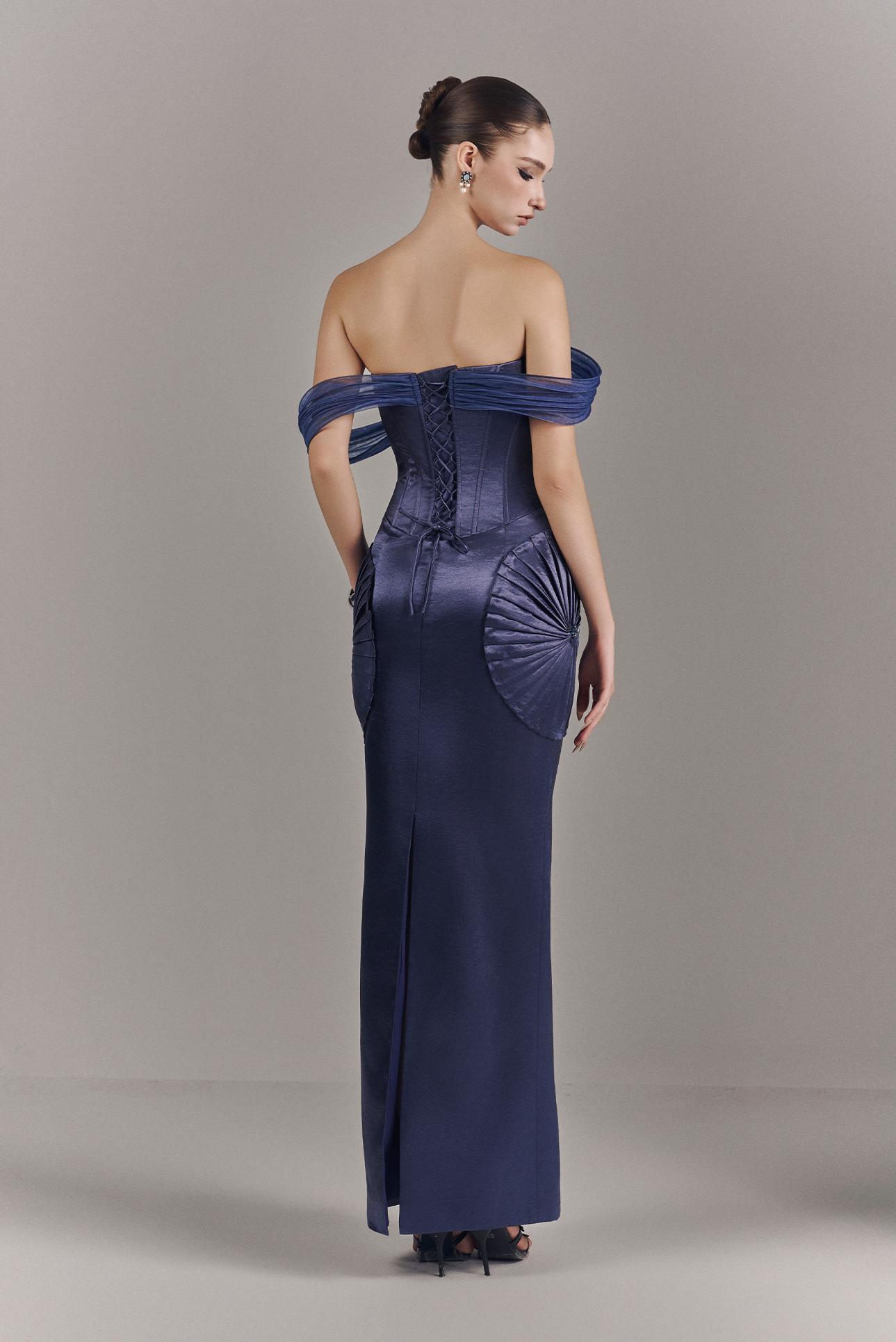Valoria Corset Maxi Dress With Hip Drape Details 2