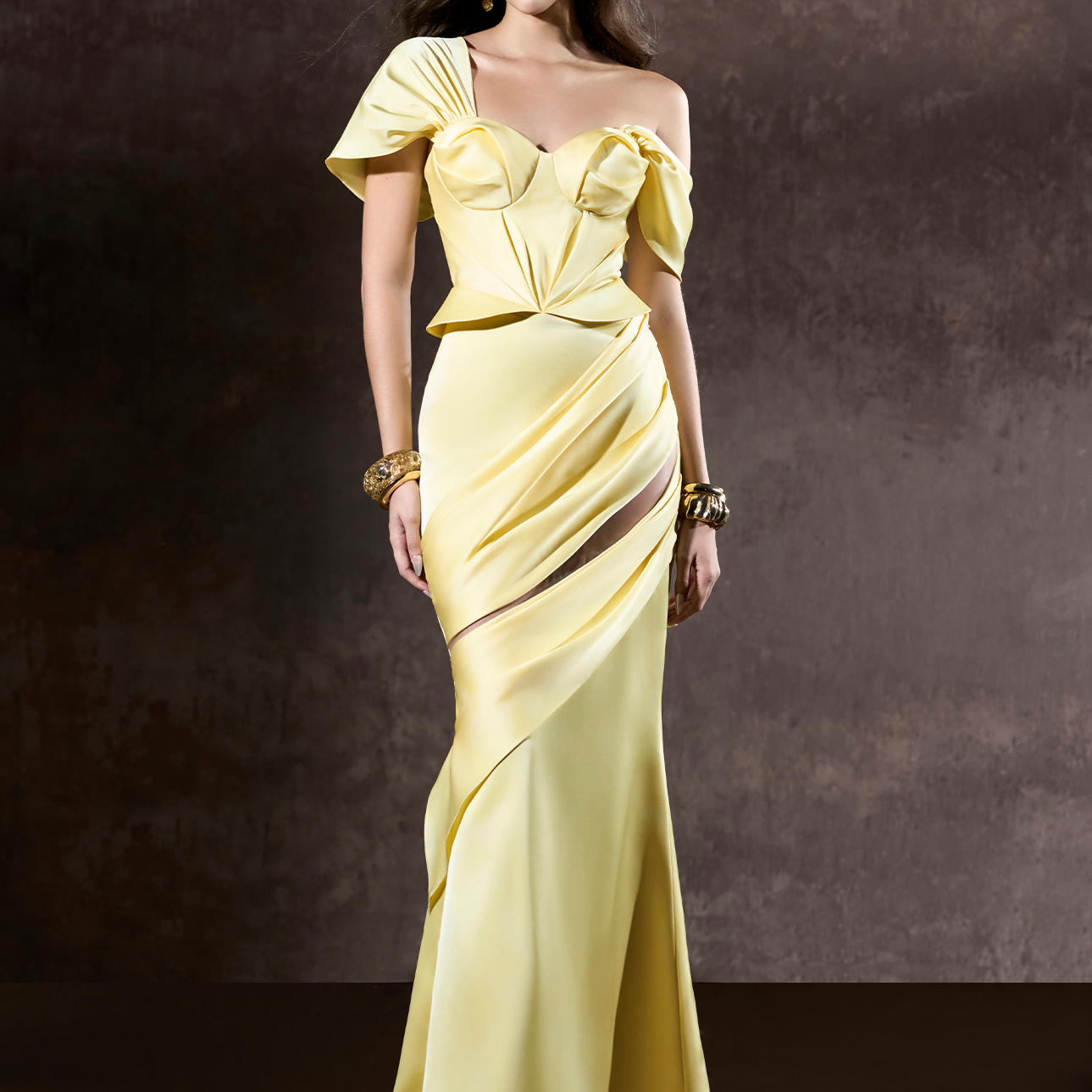 Elika Off The Shoulder One Sleeve Maxi Dress 4
