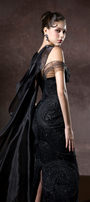 Asha Couture Dual Style Bandeau Layered 3D Lines Maxi Dress With Veil 5