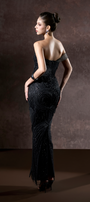 Asha Couture Dual Style Bandeau Layered 3D Lines Maxi Dress With Veil 4